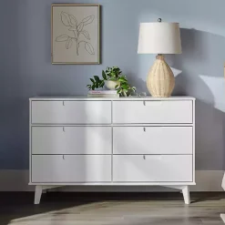 Kirklands Home Grooved Handle 6-Drawer Dresser White New
