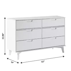 Kirklands Home Grooved Handle 6-Drawer Dresser White New