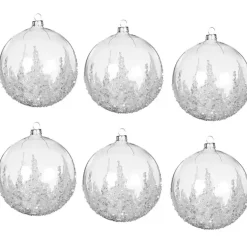 Christmas Ornaments>Kirklands Home Hand Blown Glass Beaded Ornaments, Set of 6 White