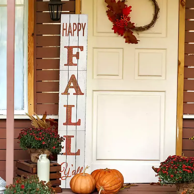Fall>Kirklands Home White Happy Fall Ya'll Porch Board