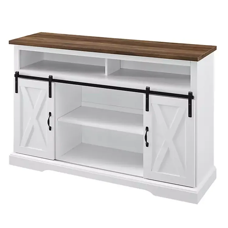 Kirklands Home Highboy Sliding Barn Door Media Cabinet White