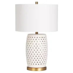 Kirklands Home Hobnail Table Lamp with Nightlight White New