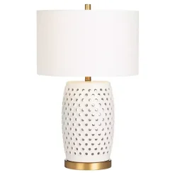 Kirklands Home Hobnail Table Lamp with Nightlight White New