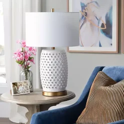 Kirklands Home Hobnail Table Lamp with Nightlight White New