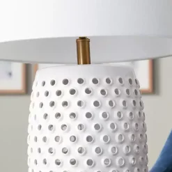 Kirklands Home Hobnail Table Lamp with Nightlight White New