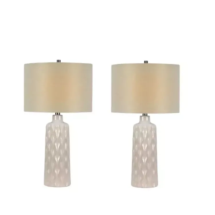 Kirklands Home White Honeycomb Wave Table Lamps, Set of 2 Tan Discount