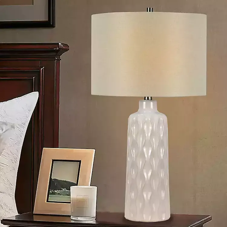 Kirklands Home White Honeycomb Wave Table Lamps, Set of 2 Tan Discount