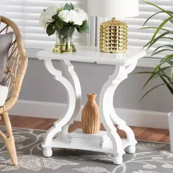 Kirklands Home Hourglass Wood Accent Table White