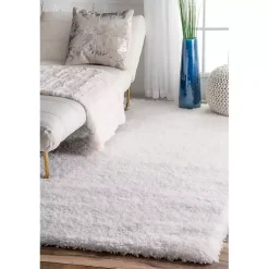 Kirklands Home Iliza Shag Area Rug, 5x8 White Discount
