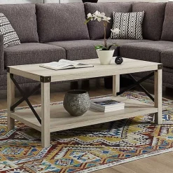 Kirklands Home Industrial X-Frame Coffee Table White Outlet