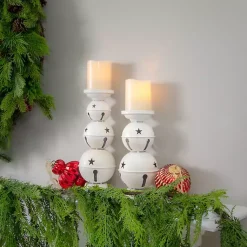 Christmas Decorations>Kirklands Home Jingle Bells Candle Holders, Set of 2 White