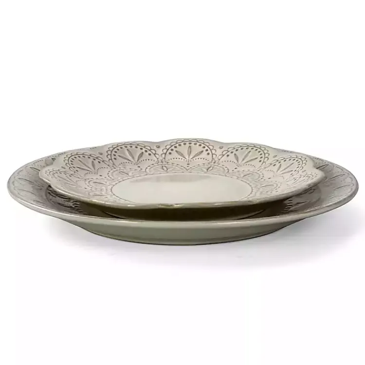 Kirklands Home Lace Embossed 16-pc. Dinnerware Set White Hot