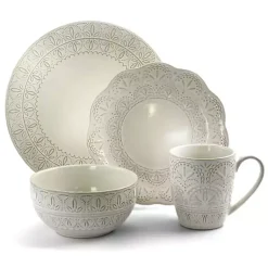Kirklands Home Lace Embossed 16-pc. Dinnerware Set White Hot