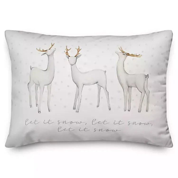 Pillows>Kirklands Home White Let it Snow Reindeer Christmas Accent Pillow