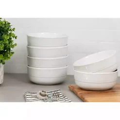 Kirklands Home Linear Cereal Bowls, Set of 6 White Clearance
