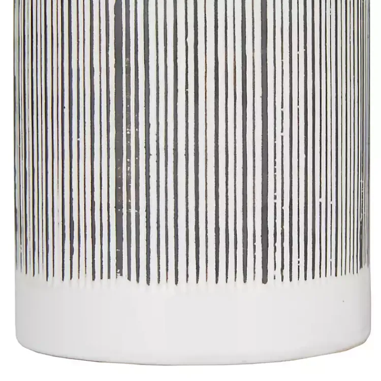 Decorative Bowls & Jars>Kirklands Home White Lined Ceramic Jars, Set of 2