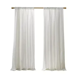 Kirklands Home Linen Blend Curtain Panel Set, 84 in. White Outlet