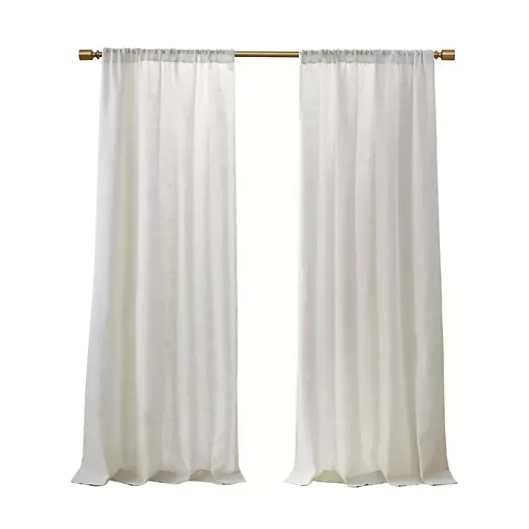 Kirklands Home Linen Blend Curtain Panel Set, 84 in. White Outlet