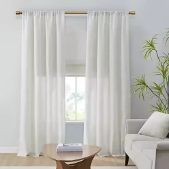 Kirklands Home Linen Blend Curtain Panel Set, 84 in. White Outlet