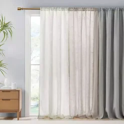 Kirklands Home Linen Blend Curtain Panel Set, 84 in. White Outlet