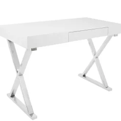 Kirklands Home Luster Chrome Leg Desk White Discount