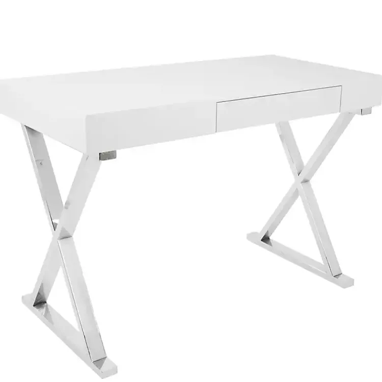 Kirklands Home Luster Chrome Leg Desk White Discount