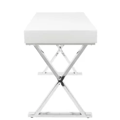 Kirklands Home Luster Chrome Leg Desk White Discount