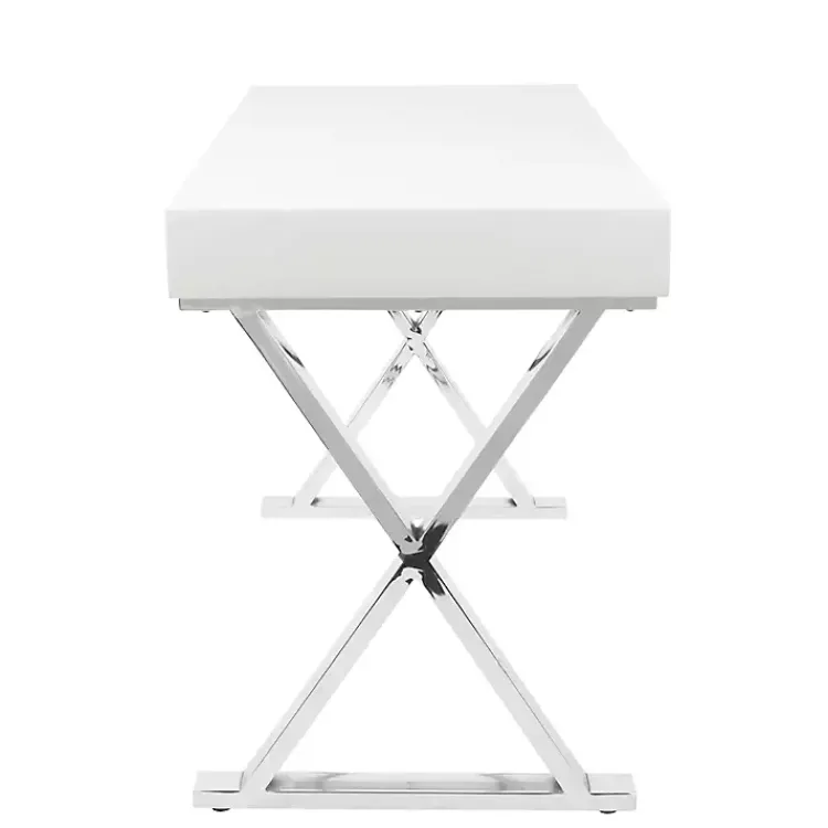 Kirklands Home Luster Chrome Leg Desk White Discount