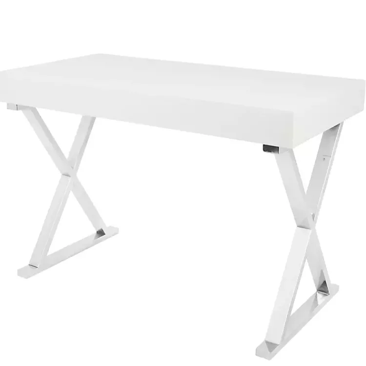 Kirklands Home Luster Chrome Leg Desk White Discount