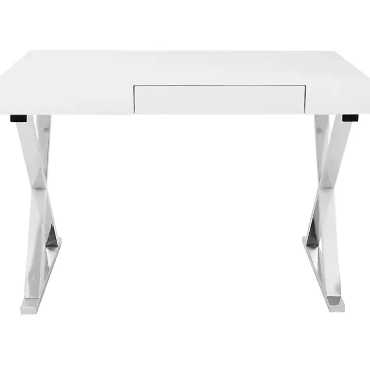 Kirklands Home Luster Chrome Leg Desk White Discount