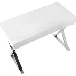 Kirklands Home Luster Chrome Leg Desk White Discount