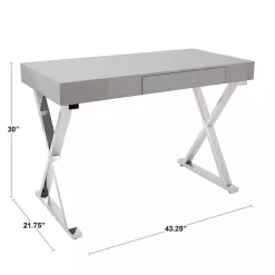 Kirklands Home Luster Chrome Leg Desk White Discount