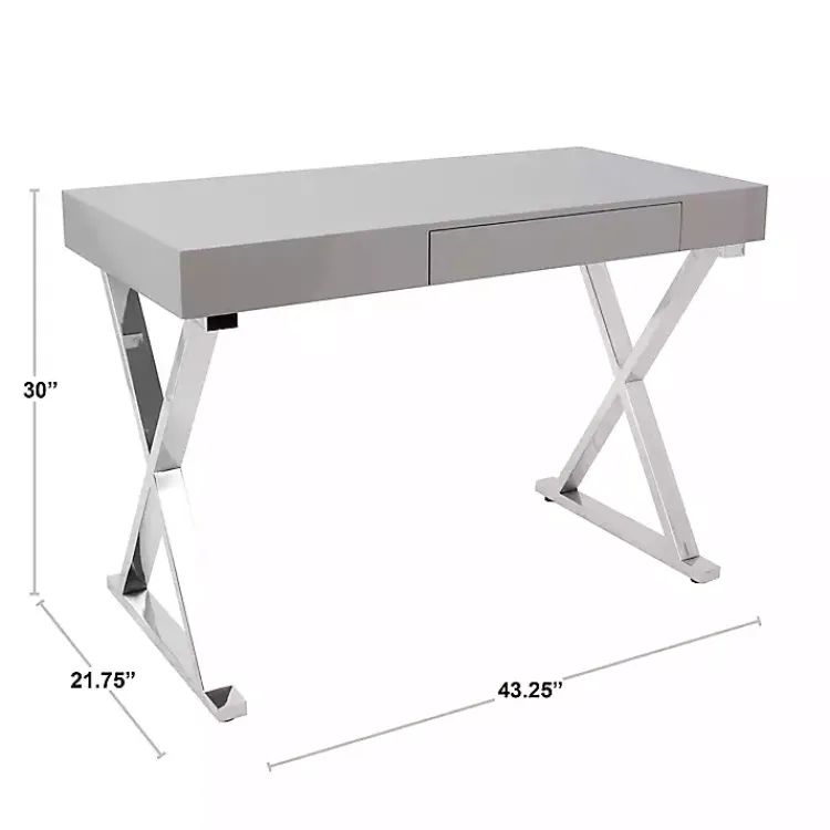 Kirklands Home Luster Chrome Leg Desk White Discount