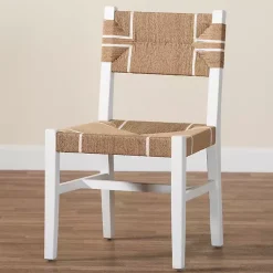 Kirklands Home White Mahogany Woven Talli Dining Chair Tan Hot