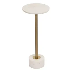 Kirklands Home Marble & Gold Metal Round Cocktail Table White Sale