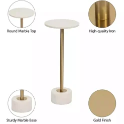 Kirklands Home Marble & Gold Metal Round Cocktail Table White Sale