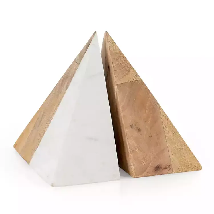Decorative Accents>Kirklands Home White Marble & Mango Wood Bookends