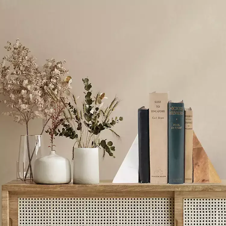 Decorative Accents>Kirklands Home White Marble & Mango Wood Bookends