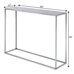 Kirklands Home White Marble & Metal Slim Console Table Silver Outlet