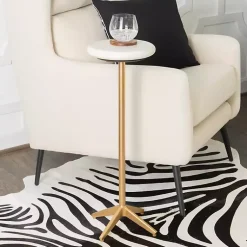 Kirklands Home Marble and Gold Base Cocktail Table White Clearance