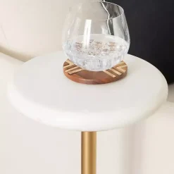 Kirklands Home Marble and Gold Base Cocktail Table White Clearance