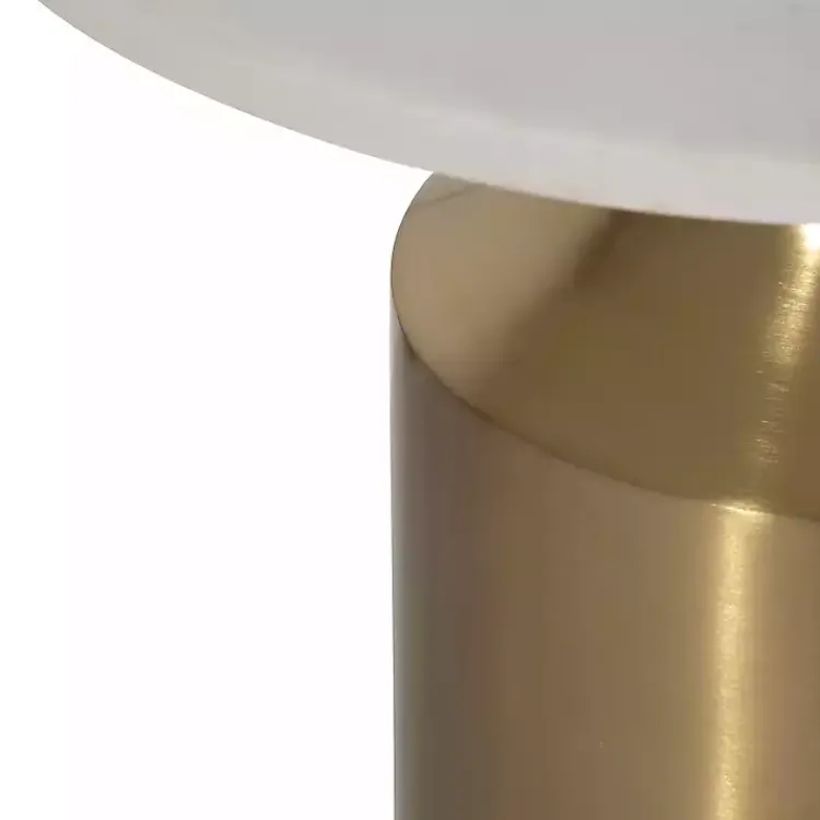 Kirklands Home Marble and Gold Cylinder Accent Table White Clearance