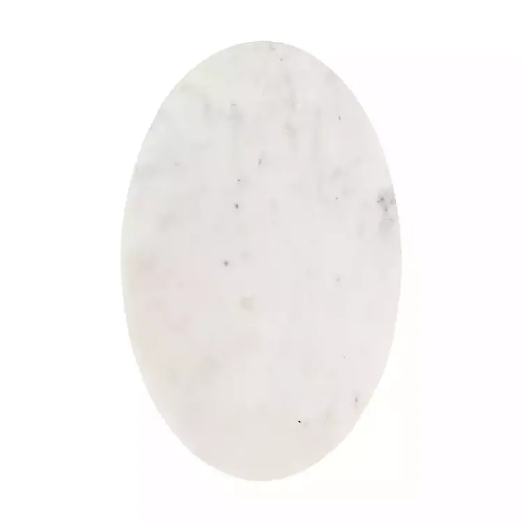 Kirklands Home Marble and Gold Oval C-Shape Accent Table White Clearance