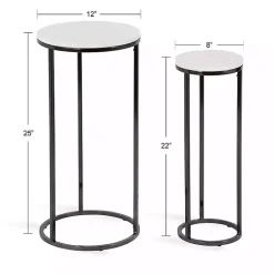 Kirklands Home White Marble Nesting Accent Tables, Set of 2 Black Outlet