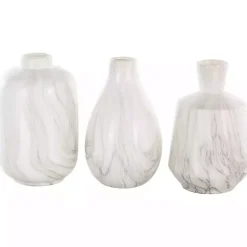 Vases>Kirklands Home Marble Ceramic Vases, Set of 3 White