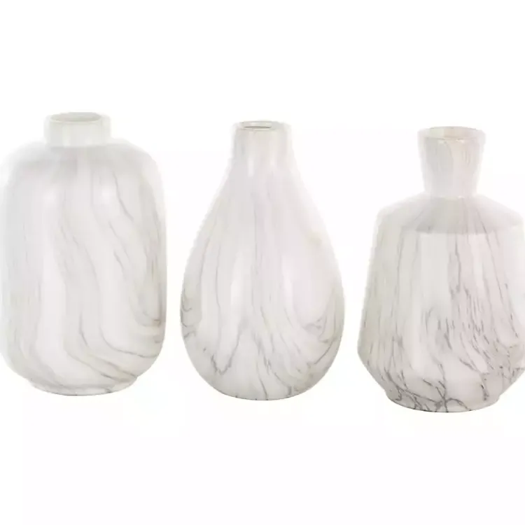 Vases>Kirklands Home Marble Ceramic Vases, Set of 3 White