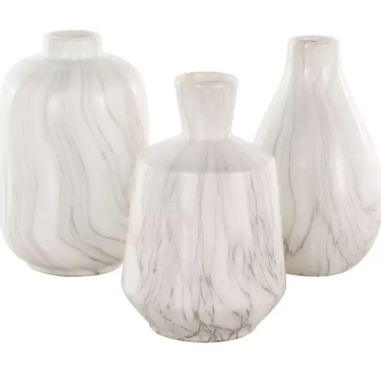 Vases>Kirklands Home Marble Ceramic Vases, Set of 3 White