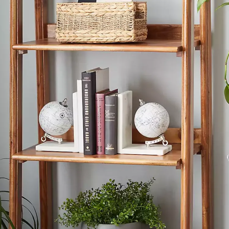 Decorative Accents>Kirklands Home Marble Globe Bookends, Set of 2 White