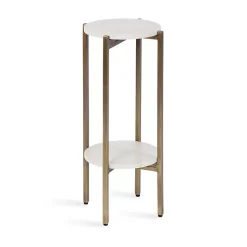 Kirklands Home Marble Gold Accent Table White