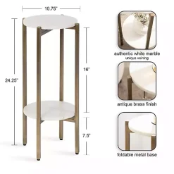 Kirklands Home Marble Gold Accent Table White